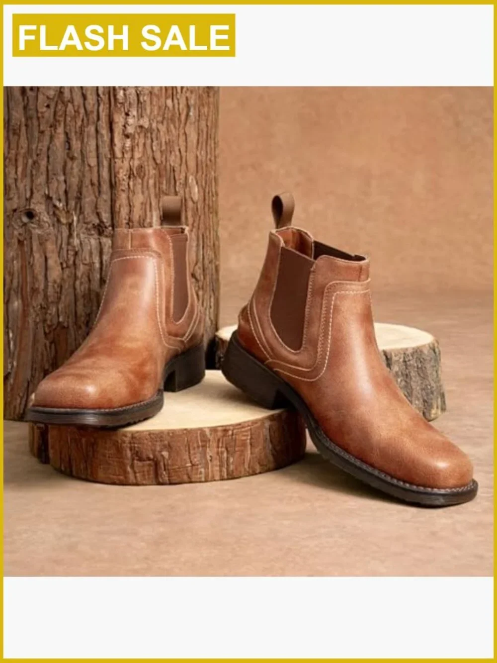 Men's Square Toe Chelsea Boots - Slip On Ankle Boots with Rubber Sole